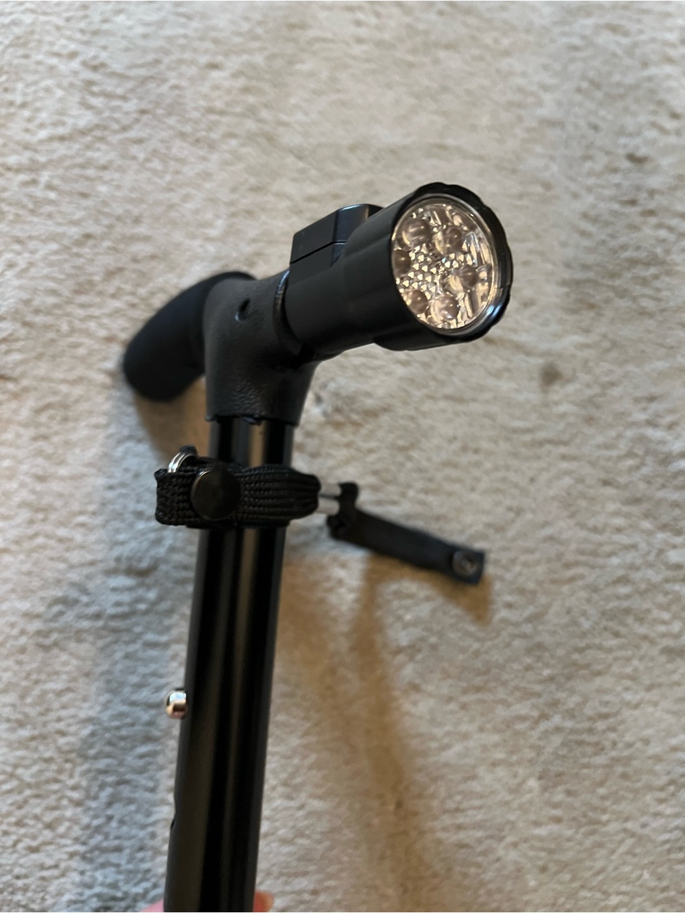 Adjustable Black Quad Cane w/ LED Flashlight Self Standing Walking Aid NWOT - Picture 4 of 7